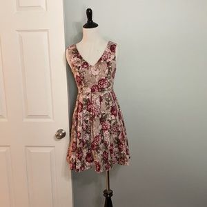 Blush and Roses Floral Mini Dress Medium